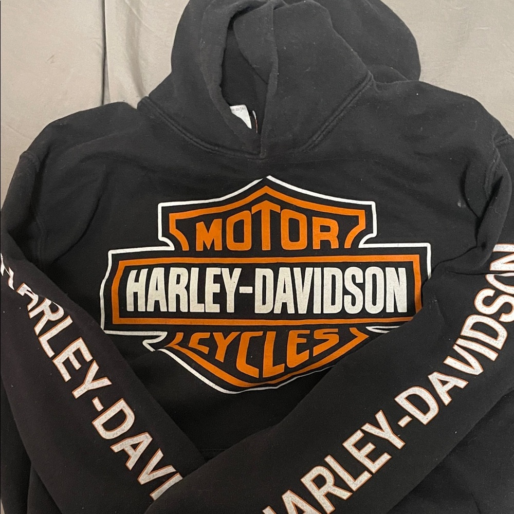 Harley-Davidson Black and Orange Logo Hoodie